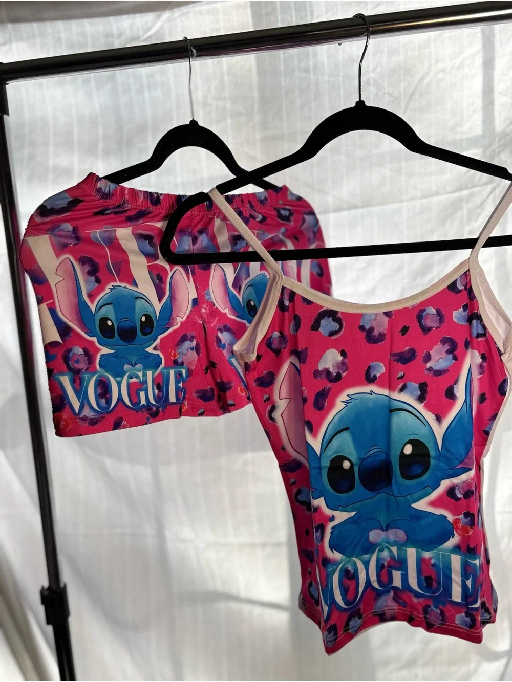 Stitch Graphic Pink Tank & Shorts Set - 